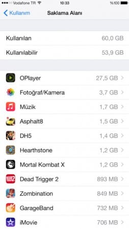 iphone hafıza boşaltma