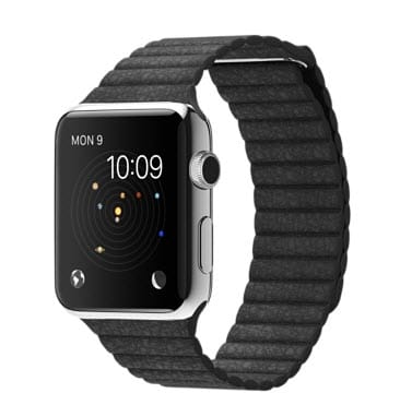 42 mm paslanmaz çelik kasa ve siyah deri loop