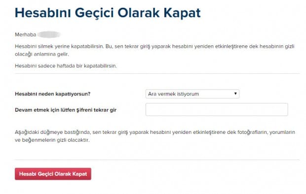 instagram hesabı silme