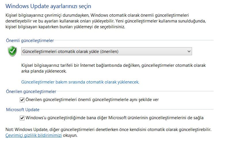 windows 10 güncelleme